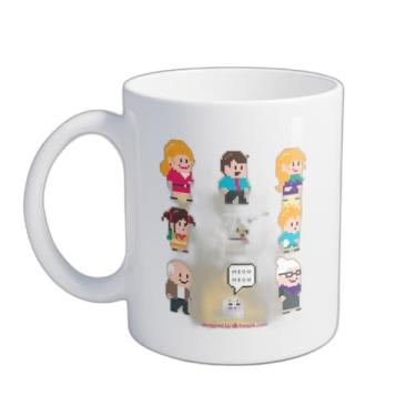 Imagem de Caneca Xícara de Café Porcelana 300ml Jogo de Família Pixelizada com Animais de Estimação