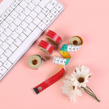 Imagem de 2 peças de fita métrica para costura, fita métrica dupla face com botão, régua de alfaiate flexível, medidas do corpo para costureira, circunferência do corpo, 150 cm/60 polegadas