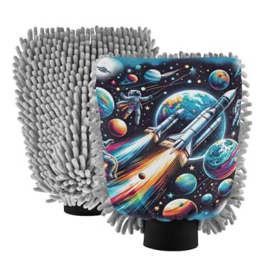 Imagem de ODAWA Luvas de microfibra para lavagem de carro, astronautas espaciais, luvas de lavagem de carro para canhão de espuma, pacote com 2 20,5 x 30 cm