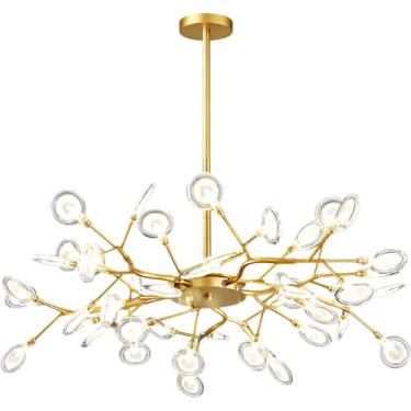 Imagem de Gimpo, Lustre Teto 85cm Ramos de Árvore 45 LEDs Luminária Metal Dourado Gimpo RA-45-GOLD-LOLLI
