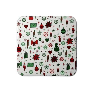 Imagem de Ladrilho Decorativo de Cerâmica Festivo com Estampa Colorida em Fundo Branco