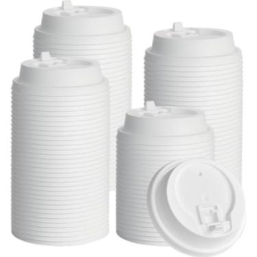 Imagem de 210 tampas de xícara de café, tampas de plástico descartáveis de 9 cm para copos de papel de 283 g, 340 g, 473 ml e 590 ml