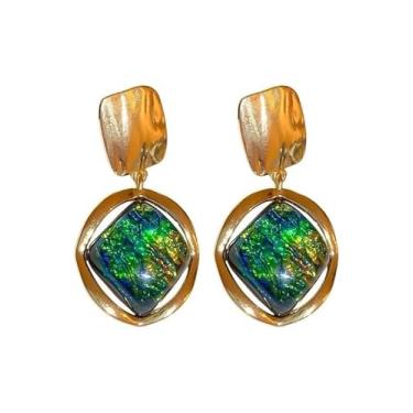 Imagem de Brincos Femininos de Cristal Verde Design Elegante Versátil para Uso Diário Festas e Ocasiões Especiais