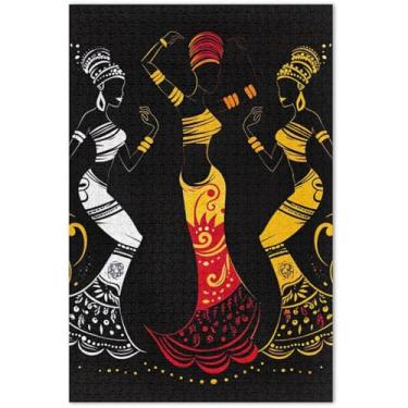 Imagem de Quebra-cabeça de mulher africana clip-art 500 peças para adultos quebra-cabeça brinquedo arte arte quebra-cabeça presentes para jogo de elefante branco, 51 x 37 centímetros