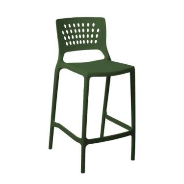 Imagem de Banqueta Alta para Bancada e Cozinha Verde Musgo Empilhável Marte em P