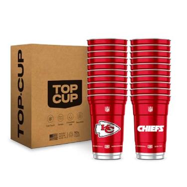 Imagem de Top Cup Copos de alumínio reutilizáveis NFL Kansas City Chiefs 590 ml 20 unidades | Oficialmente licenciado, durável, reutilizável e reciclável, feito nos EUA