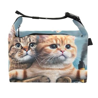 Imagem de TSENQUE Funny Cats Titanic Kitten Lancheira para Mulheres Lancheira Macia para Trabalho Rosa Linda Bolsa Térmica para Adultos