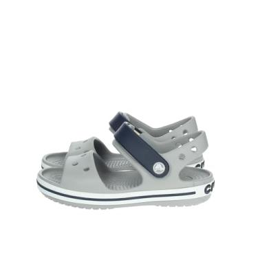 Imagem de Crocs Sandália infantil unissex Crocband Croslite, Cinza claro/azul marinho, 22