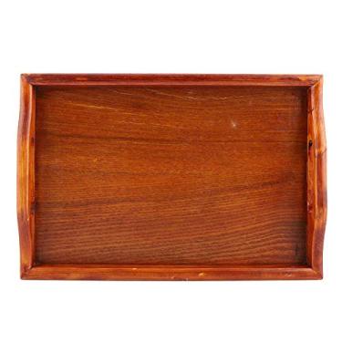 Imagem de GLOGLOW Bandeja Bandeja Grande de Madeira Com Alça, Marrom, Bandeja de chá para café da manhã de Madeira Durável, 11,89 X 7,95 X 0,98 Polegadas, Uso Interno e Externo Em Talheres