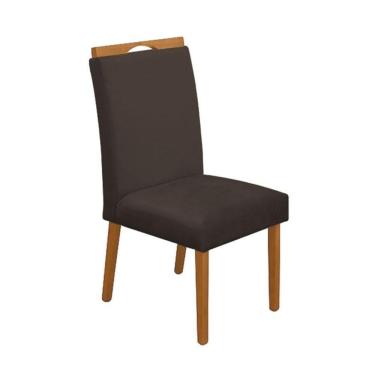 Imagem de Cadeira Mesa De Jantar Madeira Maciça Veludo Premium Heloísa Marrom Cerejeira