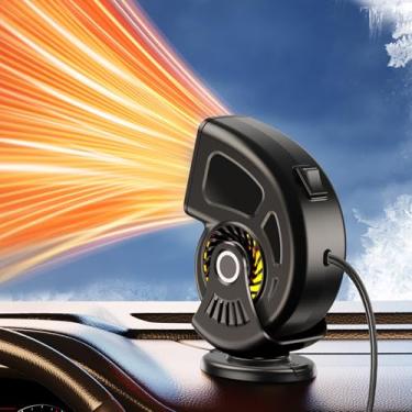 Imagem de DICMKY Aquecedor de carro, aquecedor portátil de 12 V, ventiladores de aquecimento e refrigeração, descongelador pequeno para carro, aquecedores de janela de para-brisa, rotação de 360°, aquecimento