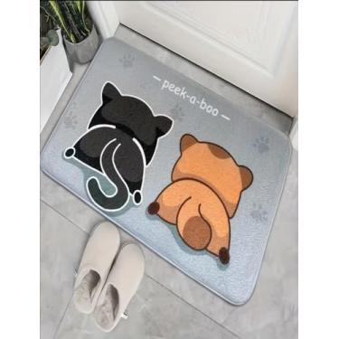 Imagem de Tapete de chão de cachorro e gato versão fina - lavável na máquina, poliéster absorvente, tapete de banho de flanela macia antiderrapante, adequado para sala de estar, quarto, interior, entrada
