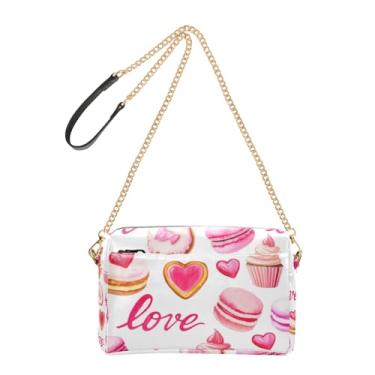 Imagem de Joitme Bolsa feminina tiracolo fofa rosa vermelha para celular bolsa de ombro de couro PU com alça de corrente