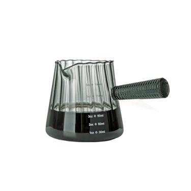 Imagem de FANTESTICRYAN Copo medidor de vidro, copo de café expresso de borossilicato de 170 g com bico em forma de V, design canelado cinza escuro, pode ser lavado na lava-louças para acessórios de café, leite