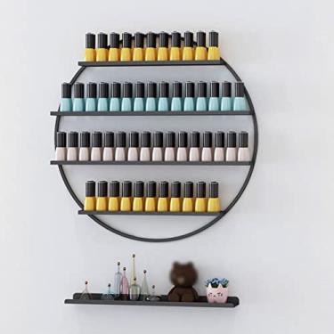 Imagem de Prateleiras de metal para armazenamento de esmaltes de parede, 4 camadas, prateleiras de esmalte de metal para parede, prateleira redonda de óleo essencial, prateleiras organizadoras de perfume, para