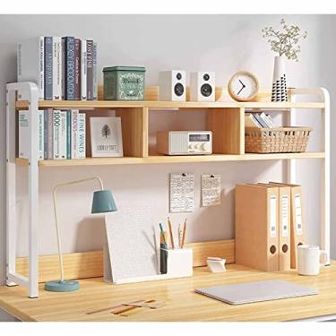 Imagem de Organizador de estante de mesa de 2 camadas - estante de mesa de computador multifuncional, estante aberta para computador, prateleira de mesa de computador, prateleiras de armazenamento de mesa de