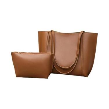 Imagem de Bolsa Tote Feminina De Grande Capacidade Simples Minimalista Em Cor Só