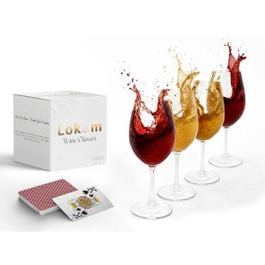 Imagem de LOKAM Taças de vinho inquebráveis com haste | Conjunto de 4 taças de vinho de plástico (590 ml) | 100% livre de Tritan e BPA | Ideal para piscina, praia, viagens e atividades ao ar livre, acampamento