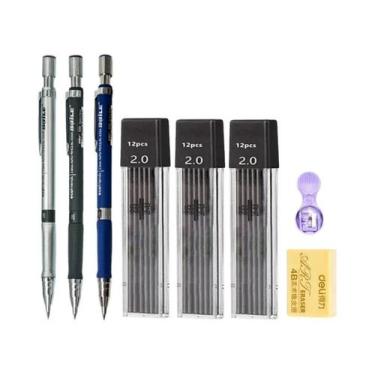 Imagem de Conjunto De Lápis Mecânico 2.0 Mm 2B Com Refil De Grafite Preto Para E