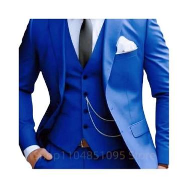 Imagem de Terno Masculino Slim Fit Verde Menta De 3 Peças Com Lapela Notch, Blaz