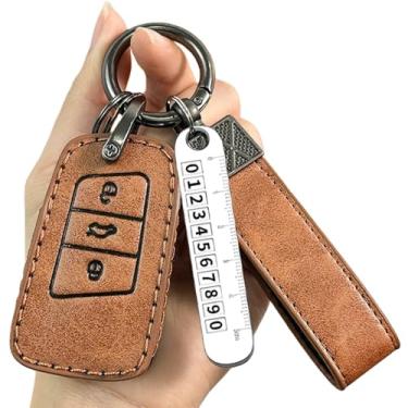Imagem de Capa de chaveiro compatível com VW Golf 7/MK7/Tiguan MK2/T-roc/T-cross Compatível com Skoda Octavia/Kodiaq/Karoq Compatível com Seat Ateca/Leon Fob Shell(Brown for Key C)