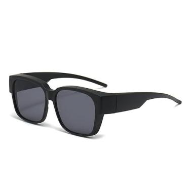 Imagem de Óculos de sol de encaixe para óculos de grau, proteção solar e direção, armação grande, unissex, armação preta com lentes cinza