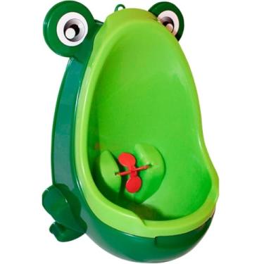 Imagem de Mictório Infantil Sapinho Pinico Portátil Com Alvo Giratório Para Treinamento de Banheiro Desfralde Montagem na Parede Verde