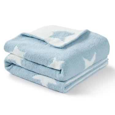 Imagem de Cobertor CREVENT 30"x40" Cozy Soft Warm Chenille Blue Star