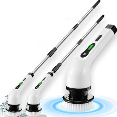 Imagem de Esfregão Elétrico 8 Em 1 Sem fio Escova De Limpeza Pesada Multiuso 360 Recarregável Giratória (9 EM 1 Com Porta Detergente)
