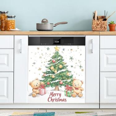 Imagem de xigua Linda capa magnética para lava-louças, árvore de Natal, adesivos magnéticos decorativos antiarranhões para painel de geladeira e lava-louças, decoração personalizada de cozinha doméstica 58 x 66