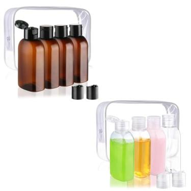 Imagem de Cosywell Garrafas de viagem para artigos de higiene pessoal, 8 peças, frascos de xampu e condicionador de viagem aprovados pela TSA, pequenos frascos de plástico à prova de vazamento, com tampa flip