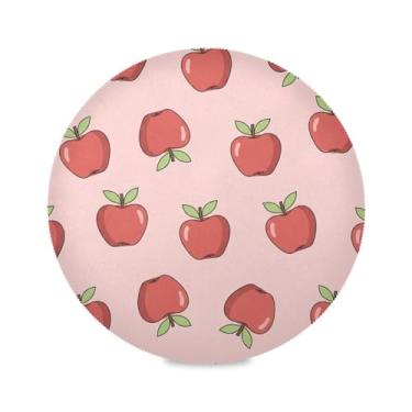 Imagem de Wassud Jogo americano maçãs tapetes de mesa redondos para cozinha e jantar tapetes laváveis resistentes ao calor decoração de mesa 39 cm