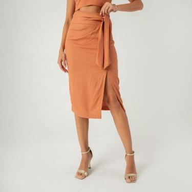 Imagem de Saia susie midi com laço feminina - Susie Modas, Marrom, G, 10 unidade