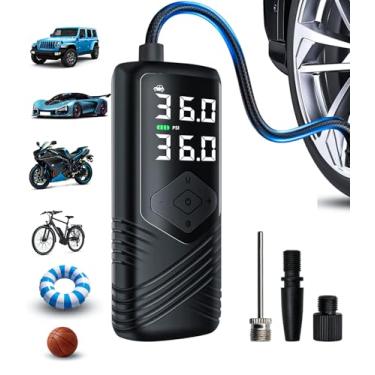 Imagem de Compressor de ar portátil para insuflador de pneu sem fio, bomba de ar de carro e bicicleta AERMOTOR com medidor de pressão digital, 150PSI 3× bomba de pneu mais rápida, desligamento automático com