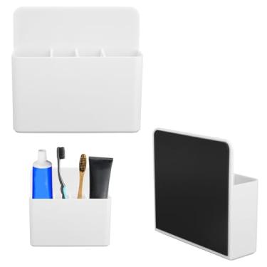 Imagem de Suporte de escova de dentes elétrico magnético, organizador de pasta de dente de banheiro montado na parede para cabines de cruzeiro, kit essencial de navios de cruzeiro e itens essenciais (branco)