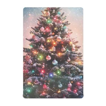 Imagem de Wassud Jogo de lençol de berço respirável para meninos e meninas, árvore de Natal com decoração, lençol com elástico neutro 68 x 99 cm