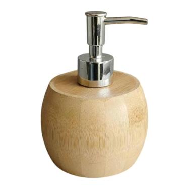 Imagem de IEUDNS Dispensador de sabonete líquido de bambu recarregável para óleos de massagem, shampoo e detergente de louça. Frasco com bomba dosadora vazio para