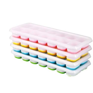 Imagem de Conjunto De Bandeja De Silicone Para Gelo Com Tampa - Molde De Silicone Para Cubos De Gelo(2)