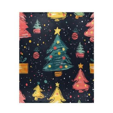 Imagem de Blueangle Cobertor de árvores de Natal com desenho animado supermacio, quente, aconchegante, leve para todas as estações, cobertor de lã para cama ou sofá, fácil de cuidar (127 x 152 cm) #438