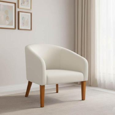 Imagem de Poltrona Sala Decorativa Stella Pé Madeira Trapézio Castanho Veludo D0