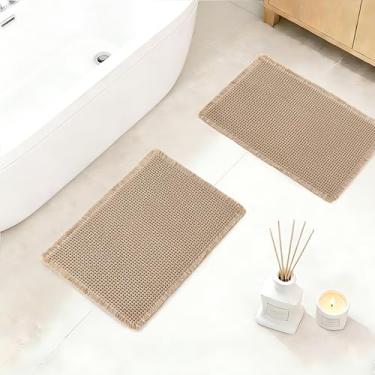 Imagem de DWCN Conjunto de tapete de banheiro Waffle, super absorvente antiderrapante para piso de banheiro, tapetes de chuveiro, 2 peças para banheira, tapetes de cozinha laváveis para decoração de casa boho