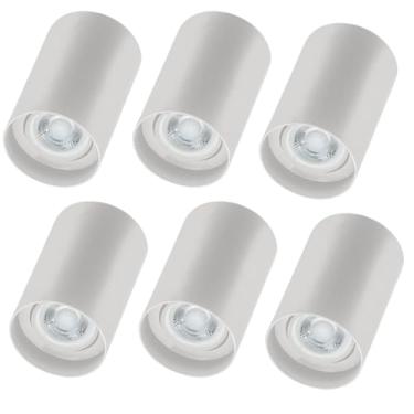 Imagem de Kit 6 Spots de Sobrepor Zoom Branco Luminárias de Teto Redonda Bivolt 1 Lâmpada PAR20
