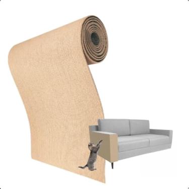 Imagem de Tapete Arranhador para Gatos Autoadesivo Protetor de Sofá Carpete 200x40cm(Caqui)