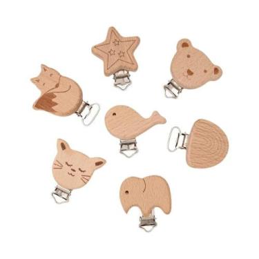 Imagem de Clipes De Chupeta De Madeira De Bétula Para Bebês 5 Peças Acessórios D