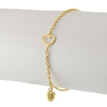 Imagem de Pulseira Bailarina 2 Corações Ouro 18k 750 Cert. Garantia - JOIE JOIAS