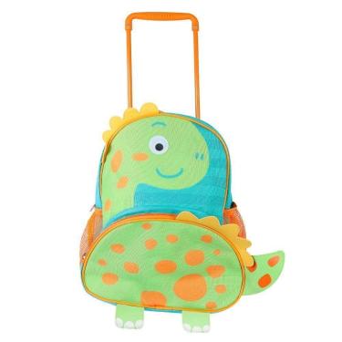 Imagem de Mochila Infantil Dino Verde Com Rodinhas E Alça Retrátil 14l