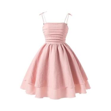 Imagem de Vestido Princesa Rosa Em Camadas Para Crianças, Estilo Doce, Vestido C