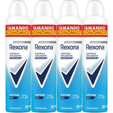 Imagem de Kit Desodorante Aerosol Rexona Cotton Dry Azul 250ml - 4 Unidades