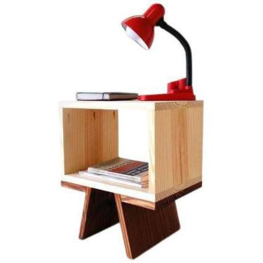 Imagem de Mesa De Apoio Retrô De Madeira Para Quarto Sala