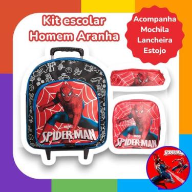 Imagem de Kit Mochila Infantil Masculina Homem Aranha Creche Rodinhas - Toys 2U